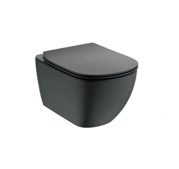 Pakabinamas klozetas Ideal Standard TESI be dangčio, juodos matinės spalvos, T0079V3