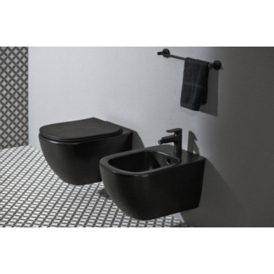 Pakabinamas klozetas Ideal Standard TESI be dangčio, juodos matinės spalvos, T0079V3