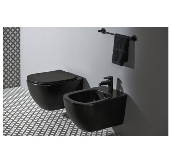 Pakabinamas klozetas Ideal Standard TESI be dangčio, juodos matinės spalvos, T0079V3