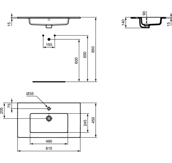 Ideal Standard Tempo praustuvas montuojamas ant spintelės 80 cm, E066901