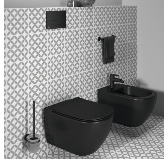 Ideal Standard Tesi Pakabinamo klozeto komplektas 3in1, juodos spalvos, T0079V3+T3527V3+R020467+R0115A6