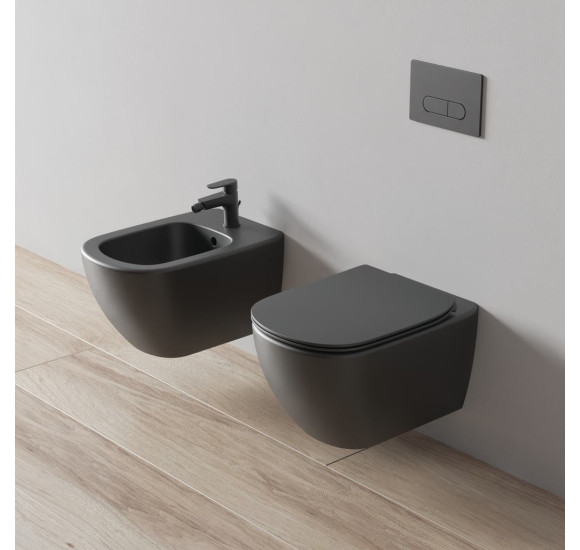 Ideal Standard Tesi Pakabinamo klozeto komplektas 3in1, juodos spalvos, T0079V3+T3527V3+R020467+R0115A6