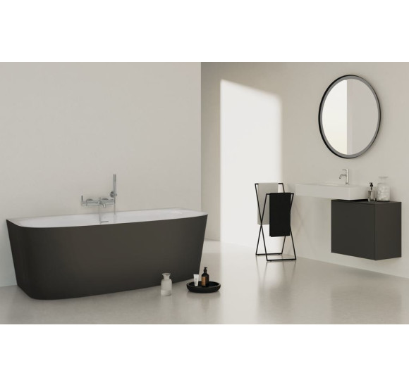 Ideal Standard Dea prie sienos statoma vonia (balta matinė/juoda apdaila), T9940V3