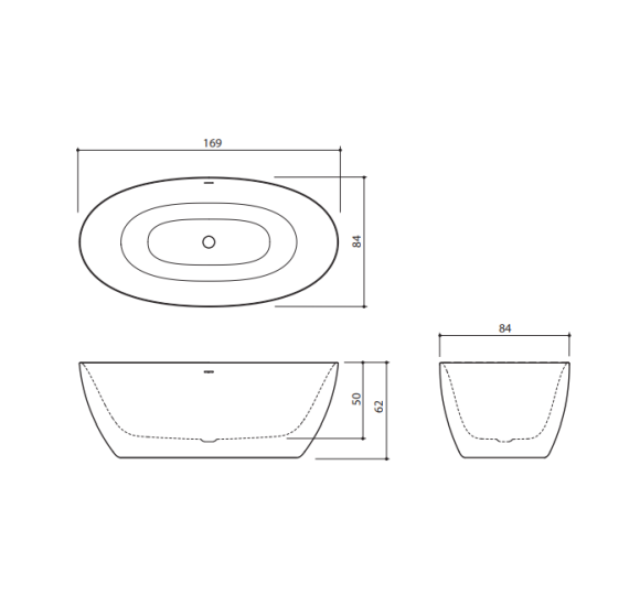 Balteco CADE XONYX Akmens masės vonia 169x84
