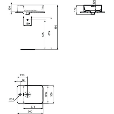 Ideal Standard pastatomas praustuvas 50x35cm Strada II