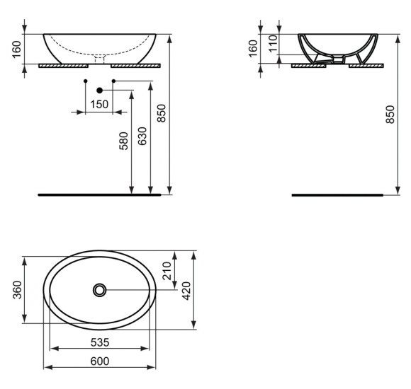 Ideal Standard Strada "O" ovalus keramikinis praustuvas