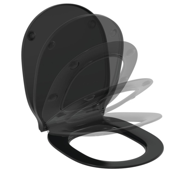 Ideal Standard Connect Air juodas matinis klozeto dangtis su Soft close funkcija