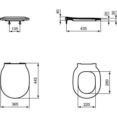 Ideal Standard Connect Air juodas matinis klozeto dangtis su Soft close funkcija
