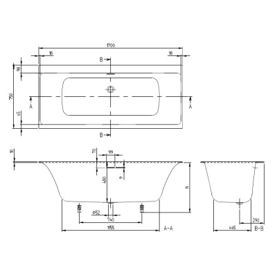 Villeroy&Boch Subway 3.0 Duo stačiakampė vonia, 1700 x 750 mm