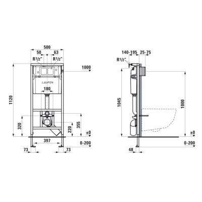 Laufen LIS Potinkinis WC rėmas su tvirtinimais H8946650000001