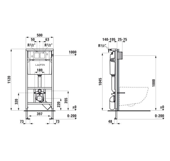Laufen LIS Potinkinis WC rėmas su tvirtinimais H8946650000001