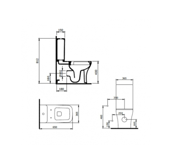 Bocchi Scala pastatomo klozeto vandens nuleidimo bakelis