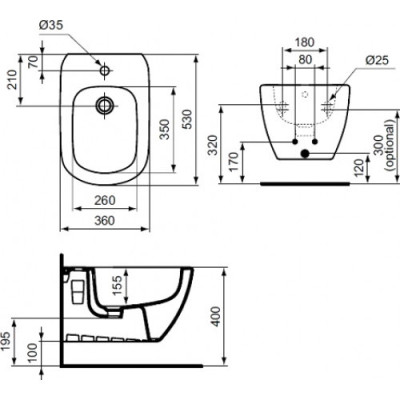 Ideal Standard Tesi pakabinama bidė 530x360mm