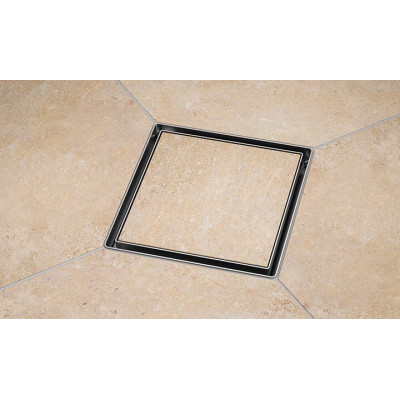 Tece drainpoint S nerūdijančio plieno rėmelis, 150mm su dekoratyvinėmis grotelėmis plytelei įklijuoti