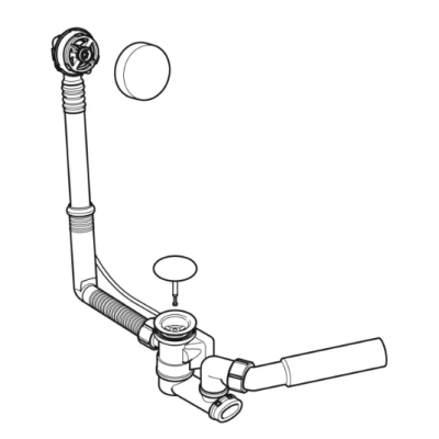 Geberit vonios sifonas, su pasukamąja rankena, d52, 26 cm ilgio, su baigiamojo montavimo dalių rinkiniu