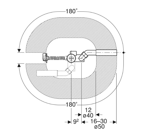 Geberit vonios sifonas, su pasukamąja rankena, d52, 26 cm ilgio, su baigiamojo montavimo dalių rinkiniu