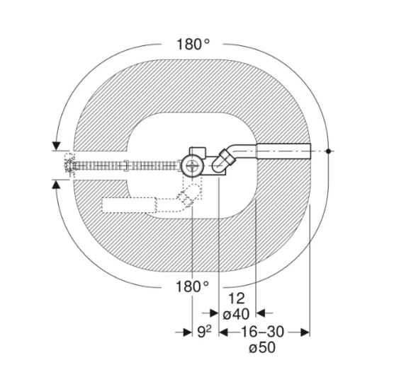 Geberit vonios sifonas su pasukamąja rankena, d52, 73 cm ilgio