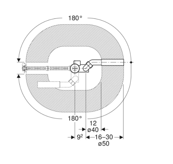 Geberit vonios sifonas, su pasukamąja rankena, d52, 73 cm ilgio, su baigiamojo montavimo dalių rinkiniu
