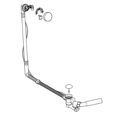 Geberit vonios sifonas su pasukamąja rankena ir įleidimo funkcija, d52, 73 cm, su baigiamojo montavimo dalių rinkiniu