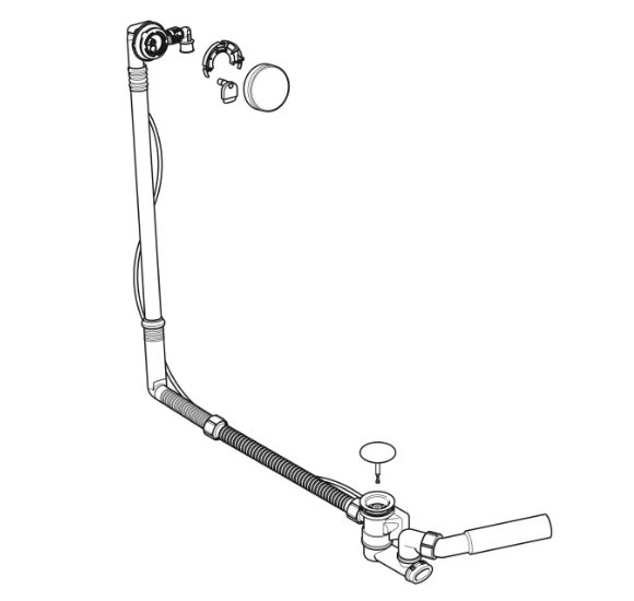 Geberit vonios sifonas su pasukamąja rankena ir įleidimo funkcija, d52, 73 cm, su baigiamojo montavimo dalių rinkiniu