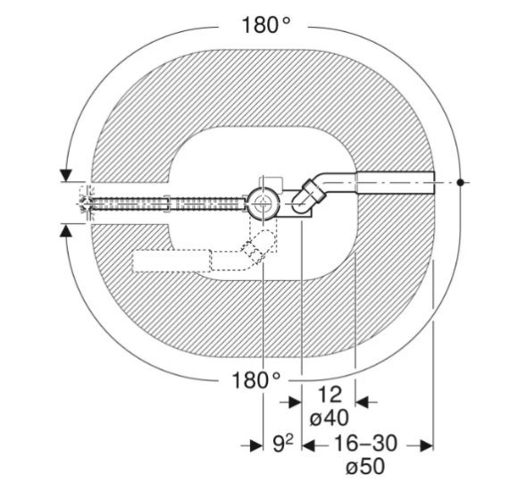 Geberit vonios sifonas su pasukamąja rankena ir įleidimo funkcija, d52, 73 cm, su baigiamojo montavimo dalių rinkiniu