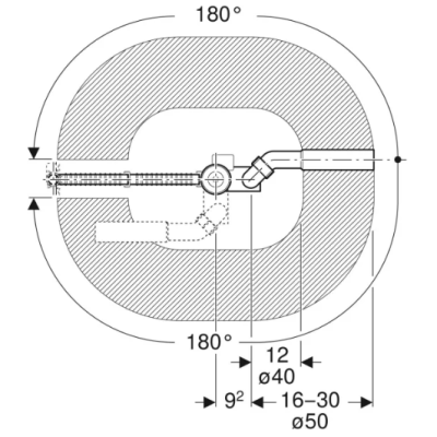 Geberit vonios sifonas su pasukamąja rankena ir vandens įleidimo funkcija, d52, 73 cm ilgio