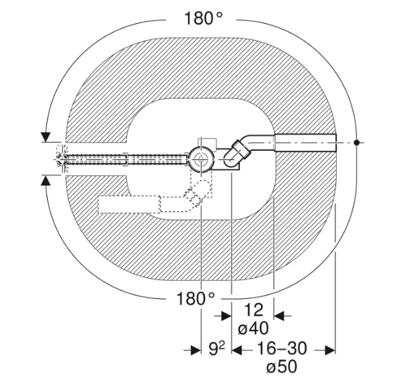 Geberit vonios sifonas su pasukamąja rankena ir vandens įleidimo funkcija, d52, 73 cm ilgio