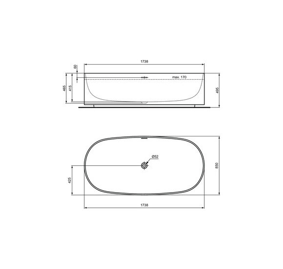 Ideal Standard Linda - X ovali laisvai pastatoma vonia, baltos matinės spalvos 175x85