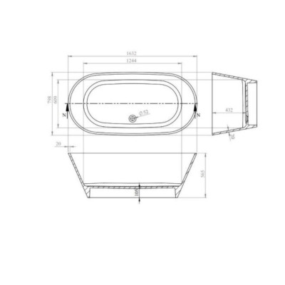 Akmens masės vonia VAYER BALARA 1632x798 balta su click-clack chromo sifonu, vonia be persipylimo