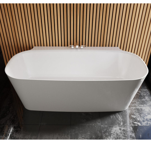 Akmens masės vonia VAYER NOVA 2 1640X830 balta su click-clack chromo sifonu, be persipylimo