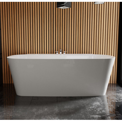 Akmens masės vonia VAYER NOVA 2 1640X830 balta su click-clack chromo sifonu, be persipylimo