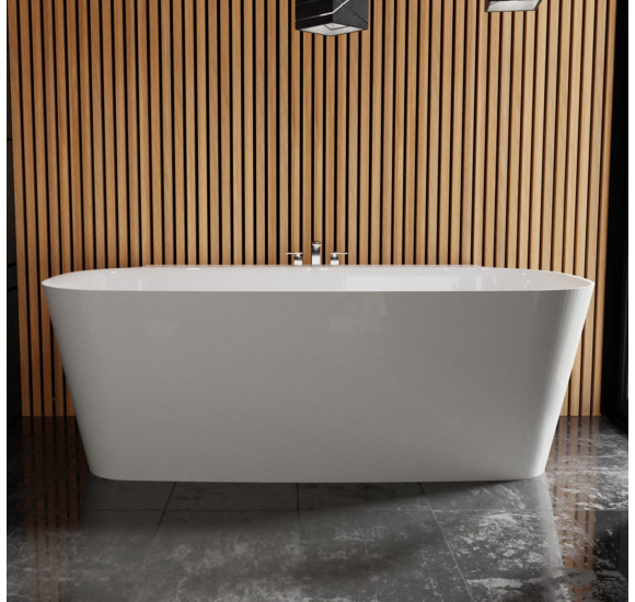 Akmens masės vonia VAYER NOVA 2 1640X830 balta su click-clack chromo sifonu, be persipylimo