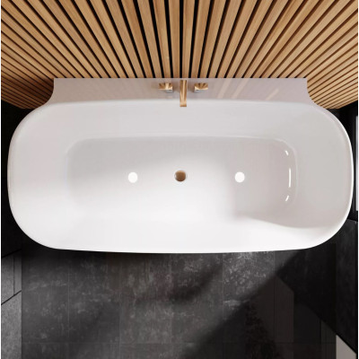 Akmens masės vonia VAYER NOVA 2 1640X830 balta su click-clack chromo sifonu, be persipylimo