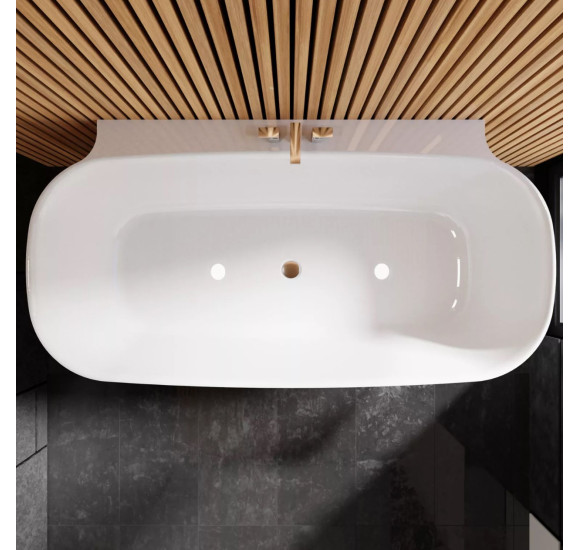 Akmens masės vonia VAYER NOVA 2 1640X830 balta su click-clack chromo sifonu, be persipylimo