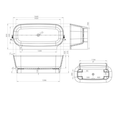 Akmens masės vonia VAYER NOVA 2 1640X830 balta su click-clack chromo sifonu, be persipylimo