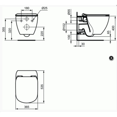 Ideal Standard TESI pakabinamas klozetas (Aquablade),  su "Soft close" dangčiu, T354601