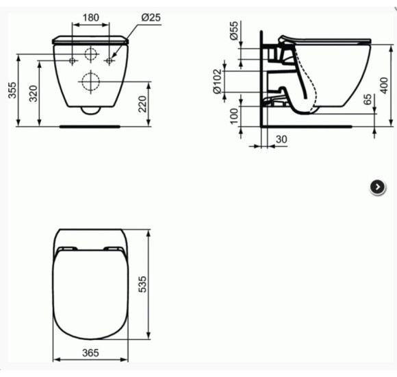Ideal Standard TESI pakabinamas klozetas (Aquablade),  su "Soft close" dangčiu, T354601