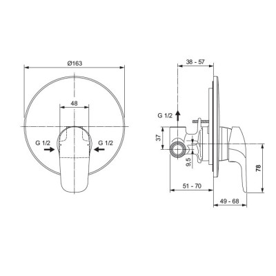 Ideal Standard Ceraflex vienos krypties potinkinis maišytuvas su potinkine dalimi