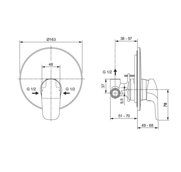 Ideal Standard Ceraflex vienos krypties potinkinis maišytuvas su potinkine dalimi
