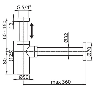 Ravak butelinis sifonas praustuvui, juodos matinės spalvos