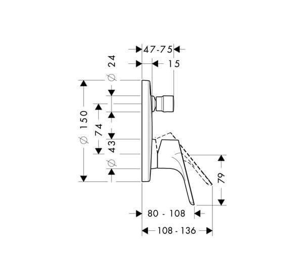IŠPARDAVIMAS! Hansgrohe Focus E2 potinkinis maišytuvas, 2 krypčių, iš ekspozicijos