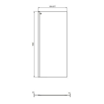 Ideal Standard CONNECT 2 stiklo sienelė dušui 90x195 cm juodos matinės spalvos profiliais, K9377V3