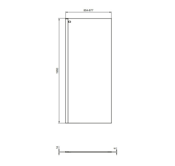 Ideal Standard CONNECT 2 stiklo sienelė dušui 90x195 cm juodos matinės spalvos profiliais, K9377V3