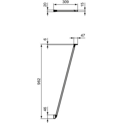 IŠPARDAVIMAS. Ideal Standard CONNECT 2 stabilizuojantis stiklo sienelės kampinis laikiklis juodos matinės spalvos, K9381V3