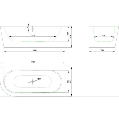 BETTE Starlet Silhouette V kampinė, plieninė vonia 175x80cm