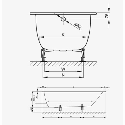 BETTE Comodo plieninė vonia 170x75cm
