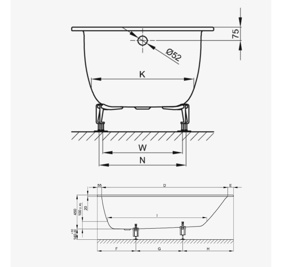 BETTE Comodo plieninė vonia 170x75cm