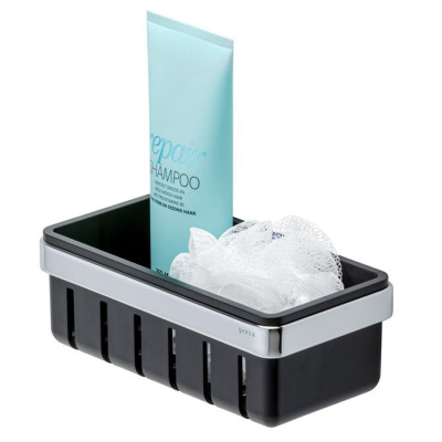 Geesa frame Black Basket serijos higienos priemonų laikiklis 21 cm, chromuotas laikiklis, juodas įdėkliukas