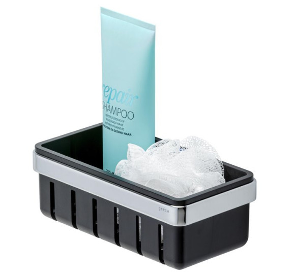 Geesa frame Black Basket serijos higienos priemonų laikiklis 21 cm, chromuotas laikiklis, juodas įdėkliukas