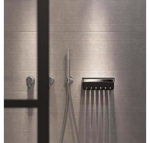 Geesa frame Black Basket serijos higienos priemonų laikiklis 21 cm, chromuotas laikiklis, juodas įdėkliukas